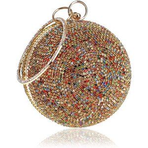 Tngan Girl Ball Shape Party Rhinestone Ring Handle Evening Bag